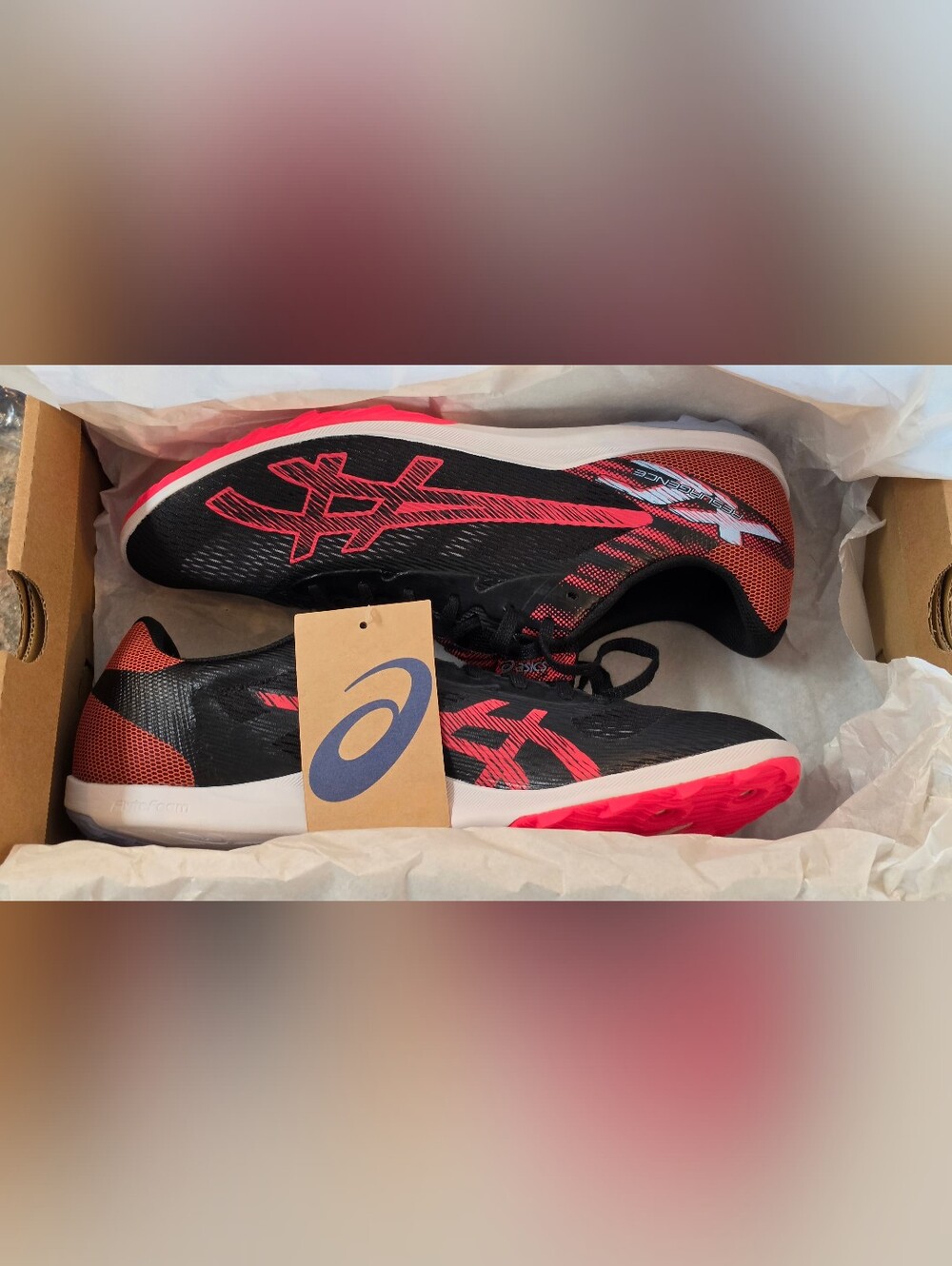 New ASICS Resurgence XC Cross Country Shoes Spikes - Men's Size 11.5 (Black/Red)